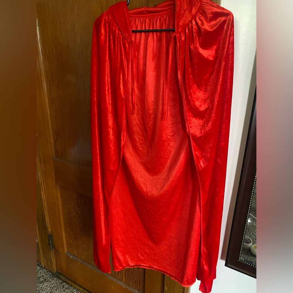 Red cloak with hood. Costume..